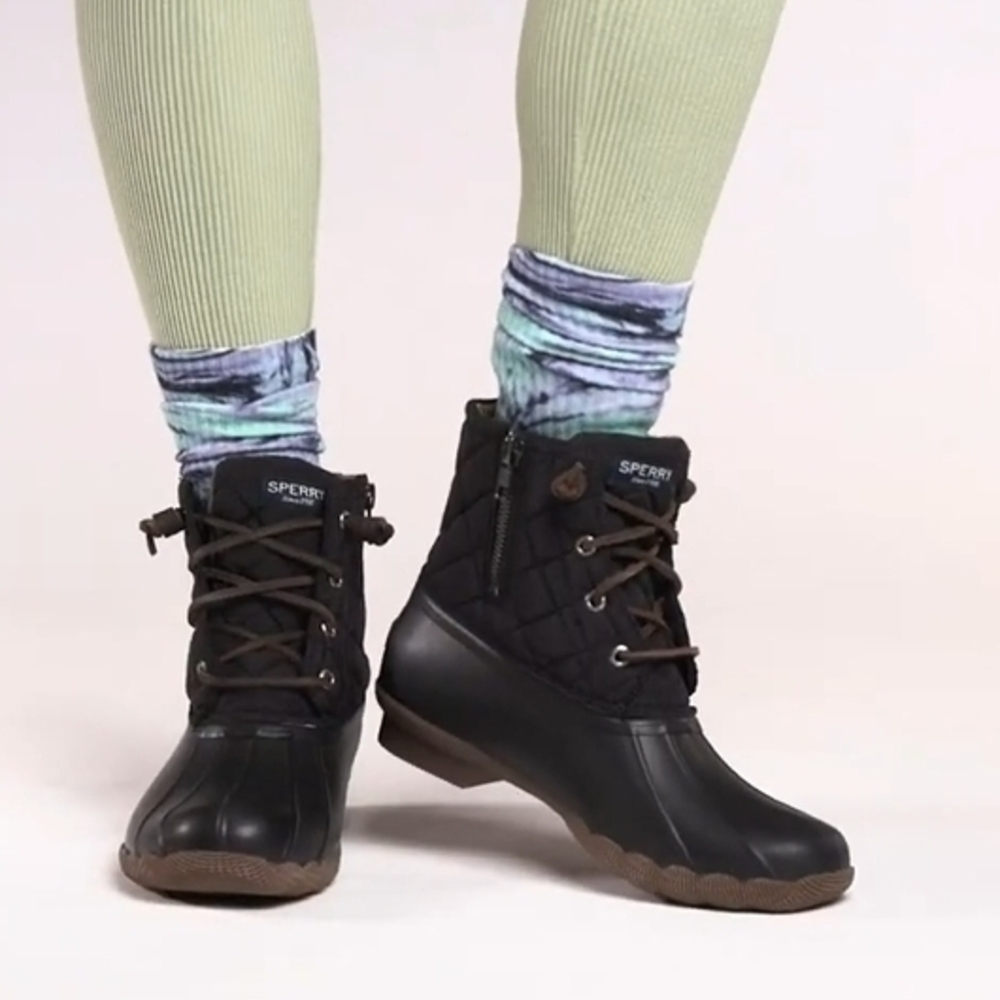 Sperry Black Winter Rain Boots Waterproof Design